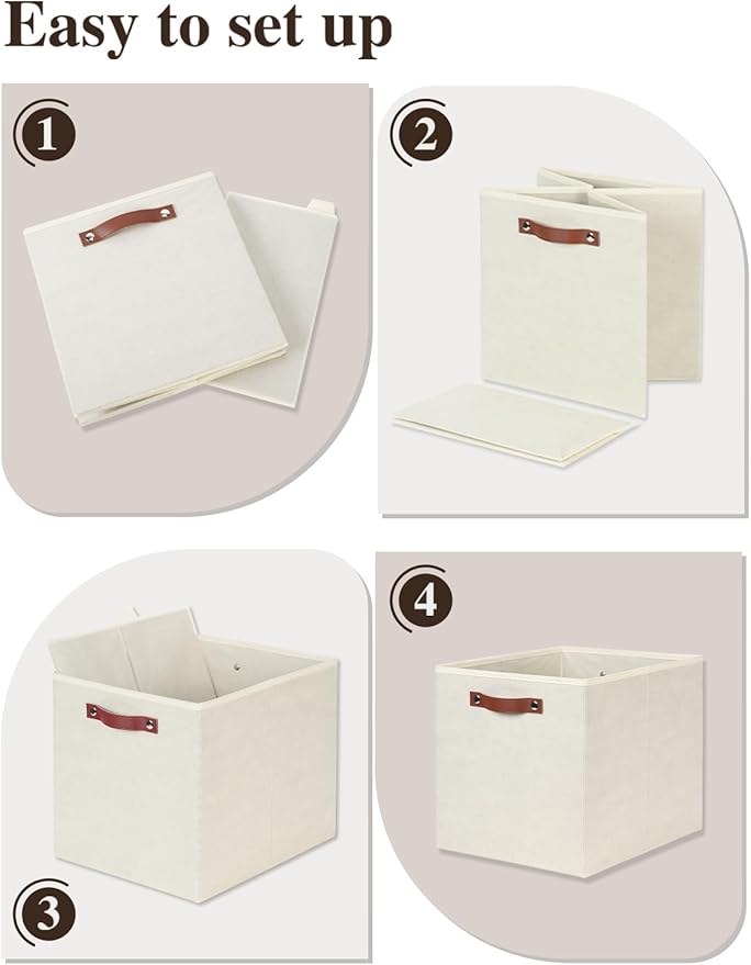 Temary Cube Storage Bins 4Pack Foldable Storage Baskets for Clothes Shelf Basket with Handles, Fabric Storage Boxes Organizer