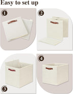 Temary Cube Storage Bins 4Pack Foldable Storage Baskets for Clothes Shelf Basket with Handles, Fabric Storage Boxes Organizer
