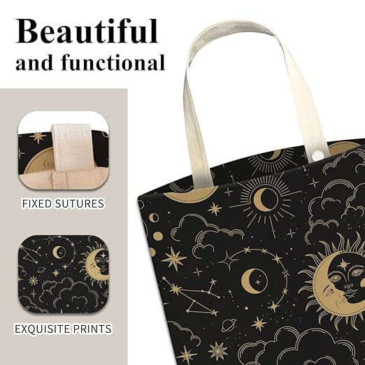 Car Trash Can, Cute Car Trash Bag, Hanging Car Organizer and Storage Bag, Trash Bin for Car Accessories, Vehicle, Travelling, Camping Golden Moon Star