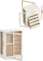 Glimmloop 360° Rotating Jewelry Box with 7 Drawers, Spacious Vertical Jewelry Organizer with Glass Window, Jewelry Storage Ca