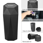 Car Trash Can Bin,Small Garbage Can with Lid,Automotive Cup Holder Mini Cars Trashcan,Portable Car Door Trash Cans,Vehicle Essentials Gadgets Dustbin (2Pcs, Black and Glod)