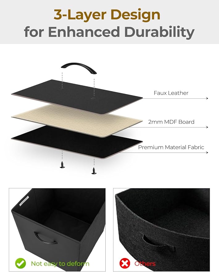 StorageWorks Black Storage Cubes with Large Under Bed Storage Containers