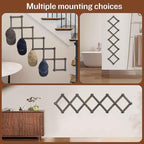 SCUNDA Rustic Wall Mounted Hat Rack with Space Saving Accordion Design, Expandable Hat Holder with 16 Wood Hooks, Modern Farm