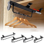 Pull Out Closet Hanger 25-44Cm Metal Sliding Clothes Rail,Extendable Clothing Storage Rack for Wardrobe Space Saving,Black Ma