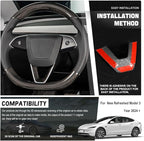JSWAN Carbon Fiber Steering Wheel Panel Cover Fit for Tesla Refreshed Model 3 Highland Performance (2024+) Model Y Juniper (2025+) Steering Wheel Frame Trim Cover Accessories (Gloss Twill Weave)