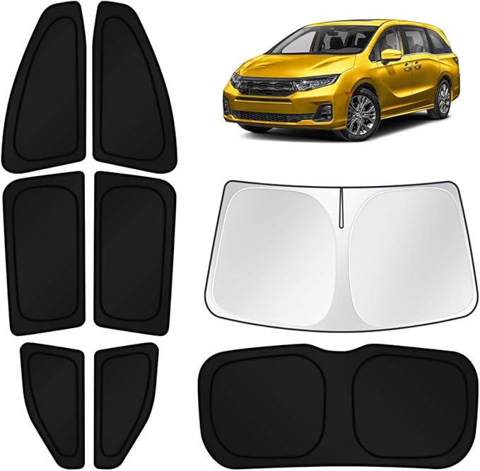KUST Car Window Shades for 2018-2024 Honda Odyssey Accessories Windshield Sun Shade Side Rear Window Covers Sunshade Privacy Protection for Camping Blackout UV Block Full Set 8PCS