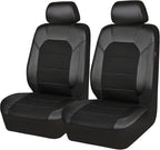 CAR PASS Universal Leather Two Front Seat Covers,Sport seat Covers fits Most Cars, SUVs, Trucks, and Vans Airbag Compatible (