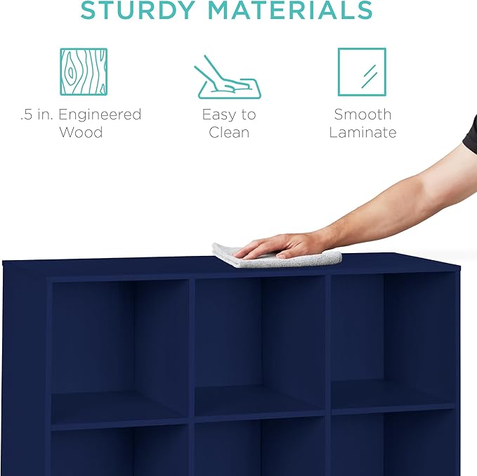 Best Choice Products Kids Bookcase 9-Cube Storage Organizer, 13.5in Shelf Opening, Bookshelf, Toy Storage, Customizable w/ 3 