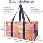 NGIL Extra Large Utility Tote Reusable Grocery Bag Oversized Collapsible for Groceries, Storage, Picnic, Beach (Country Flowers-Navy)