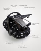 Car Seat Cover Baby Boy, Infant Car Seat Canopy Outdoor, 2 Layers with Mesh and Sun Shade Window for Summer Winter, Easy Acce