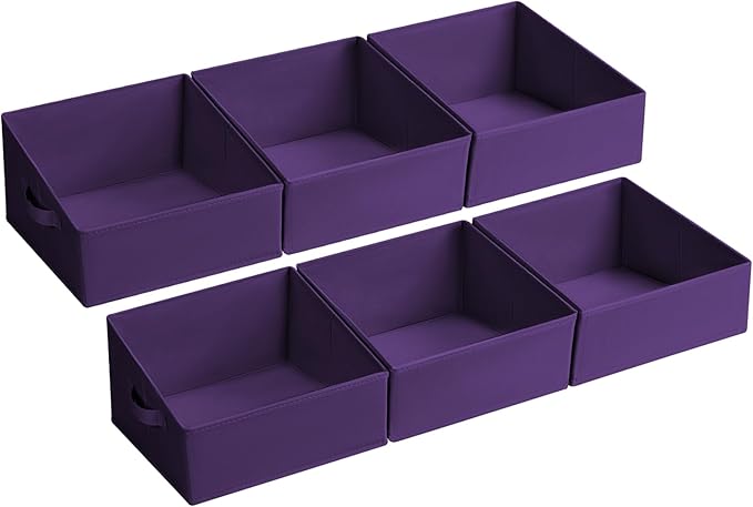 DIMJ Closet Storage Bins 6 Pack - Fabric Storage Baskets for Shelves, Collapsible Clothes Organizer, Trapezoid Shelf Organiza