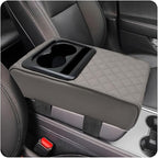 Car Center Console Armrest Pillow, Waterproof Car Armrest Cover Cushion with Cup and Phone Holder, Memory Foam Arm Rest Box Protector for Most Vehicles, Car Accessories (Gray)