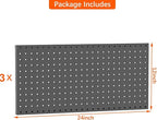 TORACK 3 PCS Metal Pegboard Panels for Wall Garage Utility Tools Storage Pegboard for Workbench, Shop, Modular Peg Board Tool