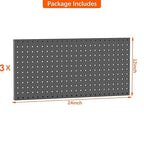 TORACK 3-Pack 12x24 inch Metal Pegboard Panels for Garage Wall, Tools Organizer Pegboard for Workbench, Workshop, Modular Peg