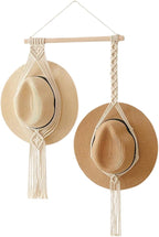 Tissting Macrame Hat Hangers Boho Hat Rack for Wall Hat Holder Display Organizer Bobo Hanging Hat Organizer Storage for Wide 
