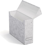 Bigso Lovisa Fiberboard Label Frame 12 File Storage Box - Paperwork Storage Box with Metal Label Holder - Durable Document Or