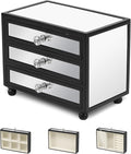 Gifturbo 3-Tier Mirror Black Jewelry Box,Jewelry Organizer Glass with 3 Drawers for Big and Small Jewelry, Jewelry Storage, M