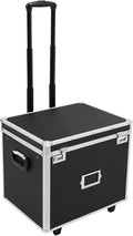 Locking File Storage Box with Telescopic Handle & Wheels - Aluminum Alloy Portable Document Case, Dual Password Security for 