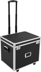 Locking File Storage Box with Telescopic Handle & Wheels - Aluminum Alloy Portable Document Case, Dual Password Security for 