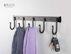 RTZEN Wall Mount Hook Set - Wrought Iron Decorative Rustic Metal Coat Hooks for Hanging - Handcrafted Classic Farmhouse Wall 