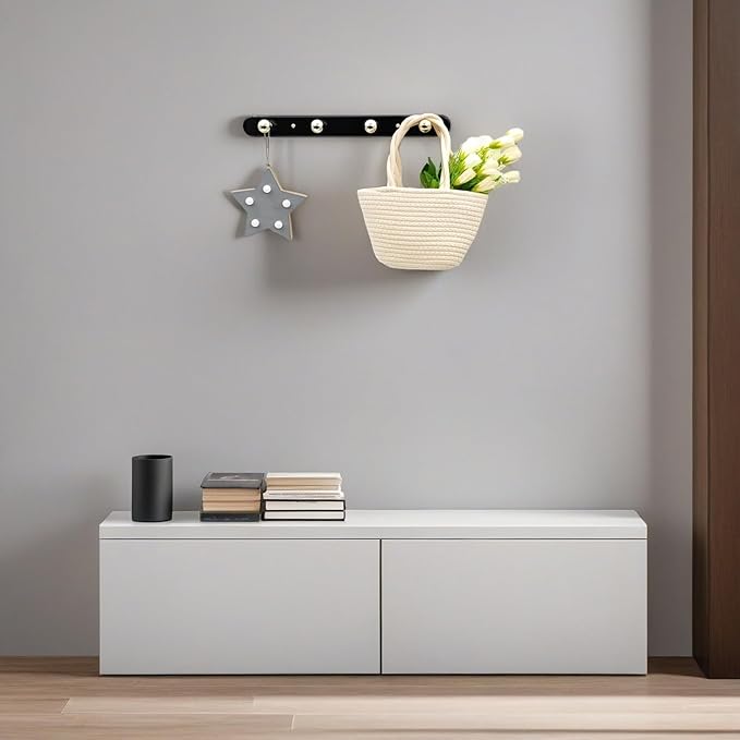Wall Mounted Coat Hook Rack with Gold Hooks 2 Pack, Modern Wood Wall Organizer for Hanging Coats, Hats, Towels, Bags,Jackets,