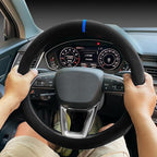Carodi Suede Steering Wheel Cover ， Non-Slip Leather Car Interior Fitting 15-inch Universal
