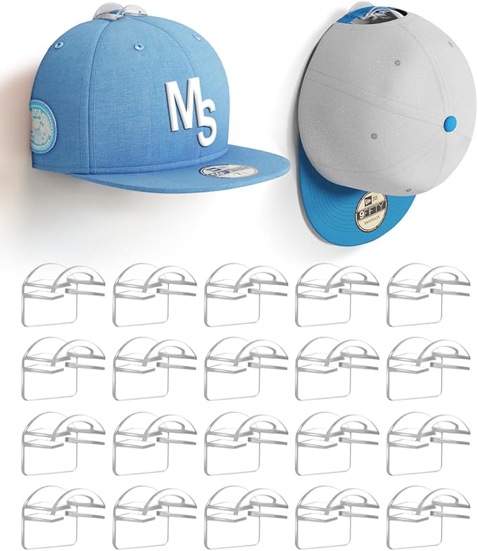 Adhesive Hat Hooks for Wall, Baseball Caps Strong Holdr, Ball Cap Hanger Wall Mount, Hat Display Rack, Hat Organizer Accessor