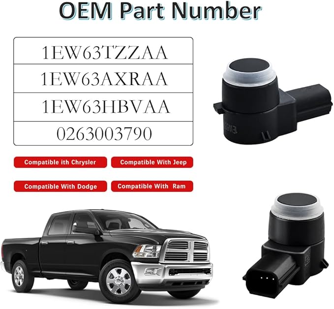 Vod_AutoParts 1ew63tzzaa Parking Assist Sensor Bumper Object Sensor 4 PCS 1EW63AXRAA Replacement for Dodge Ram 1500 Pickup 20