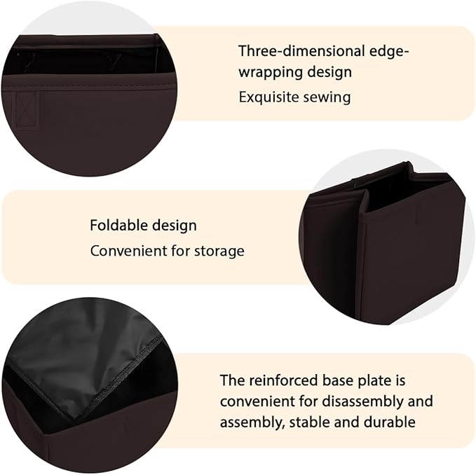 Car Trash Can, Leather Foldable Large Capacity Vehicle Hanging Garbage Bin Organizer, Waterproof Auto Interior Storage Bag Container Accessories, Universal for SUV Sedan Truck (Brown)
