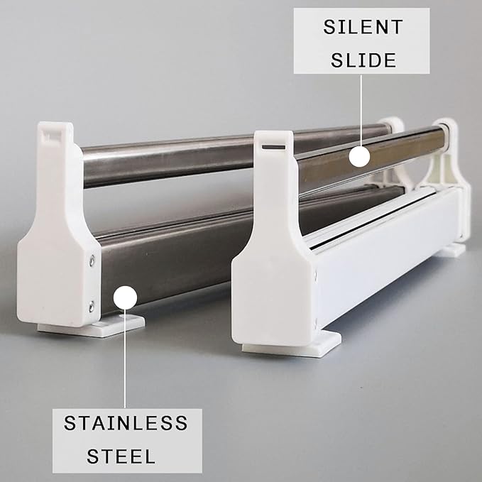 Pull Out Clothes Rail Extendable Clothes Rail - Sliding Wardrobe Closet Rod, Wardrobe Pull Out Clothes Hanger, Adjustable Sli