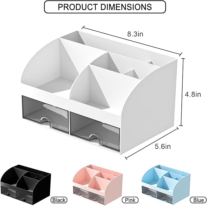Makeup Organizer with Drawers, Cosmetic Storage for Dresser Vanity and Bathroom Countertop, Beauty Holder for Lipstick Brush,