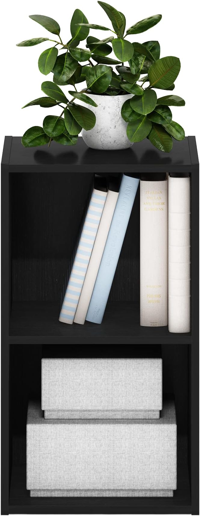 Furinno PASIR Book Shelf, 2-Tier Modern Bookshelf, Open Shelves Bookcase 9 x 12 x 21, Easy Assembly, for Living Room, Bedroom