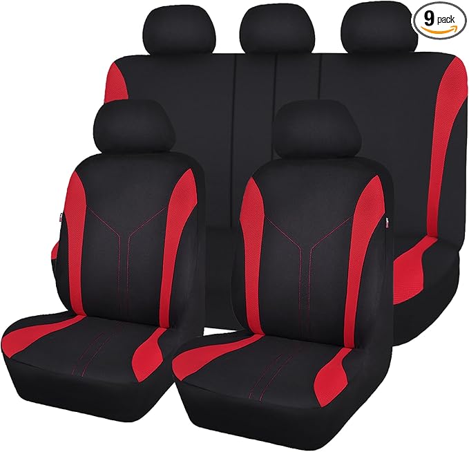 Flying Banner Car Seat Covers Front Seats and Rear Bench Mesh Fabric Rear Bench Split Polyester Cover Easy Installation SUV C