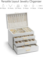 Vlando 4 Layer Large Jewelry Box - Jewelry Holder Organizer, Jewelry Box Organizer for Drawer Necklace Ring Bracelet and Watc