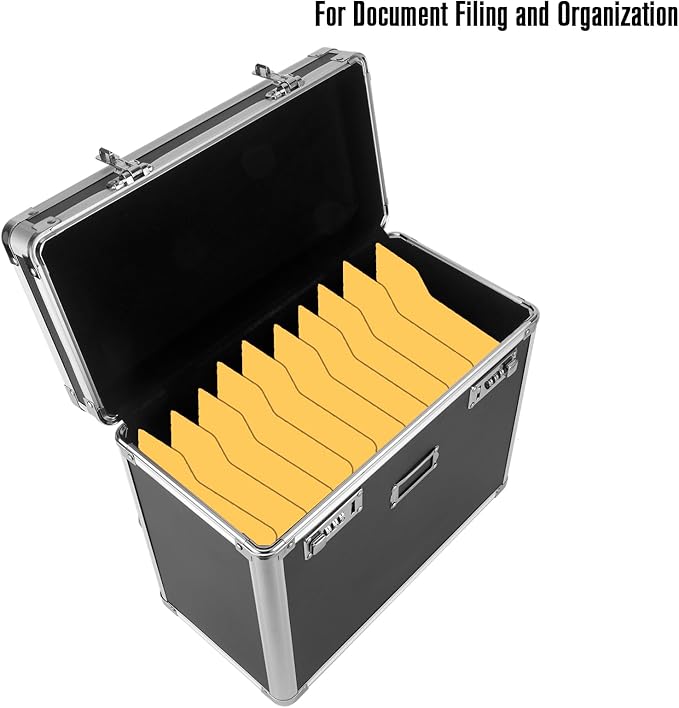File Organizer Storage Box, Portable Locking Storage Totes - Storage Box with Dual Combination Locks for Filing Office Docume