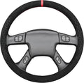MEWANT Hand Stitched Steering Wheel Cover for Chevy Silverado 1500 2003-2006 Black Hive Embossed Athsuede Steering Wrap
