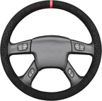 MEWANT Hand Stitched Steering Wheel Cover for Chevy Silverado 1500 2003-2006 Black Hive Embossed Athsuede Steering Wrap