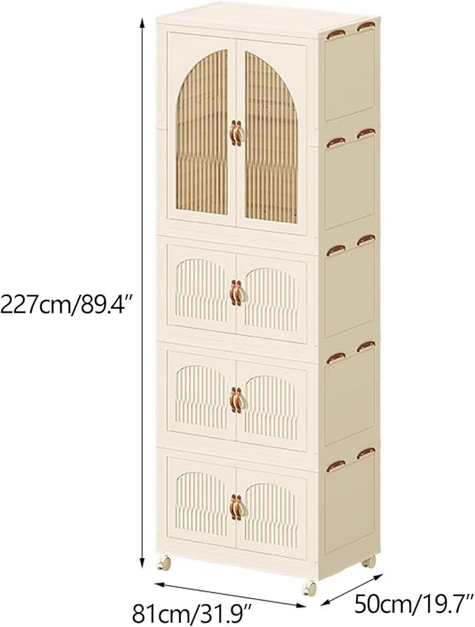 Heavy Duty Clothes Rack - Portable Foldable Wardrobe with Hanging Space on Wheels for Bedroom, Dorm, or Laundry Room Use, 81x
