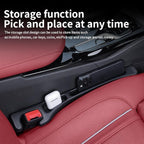 Car Seat Gap Filler Organizer, Universal Fit, Black, PU Leather, 2 Pack with Storage Pockets