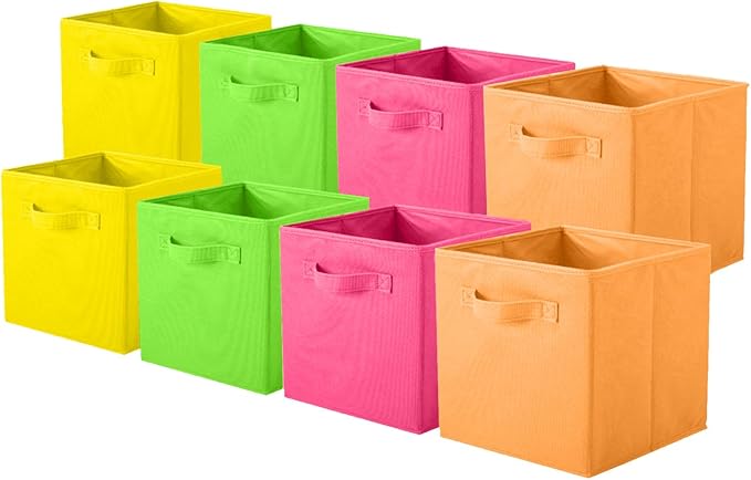 ShellKingdom Storage Bins, Foldable Fabric Storage Cubes And Cloth Storage Organizer Drawer For Closet And Toys, 8 Pack (Oran