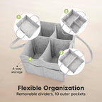 KeaBabies Baby Diaper Caddy Organizer with Handle - Portable Baby Car Organizers and Storage for Nursery, Changing Table, Lar