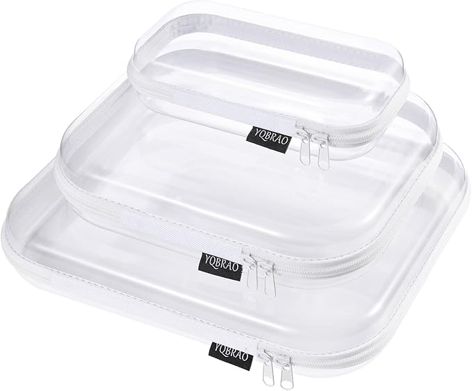YQBRAO Hard Sided Clear Zipper Case for Storage- Professional-Grade Plastic Clear Zipper Pencil Case,Toy Storage Bins, Toilet