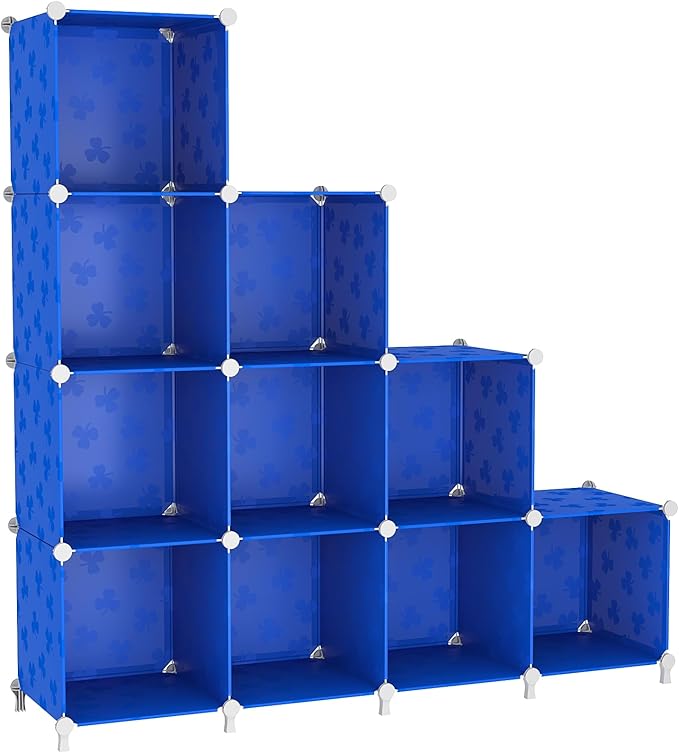 UNKU Cube Storage Organizer, 10 Cube Closet Organizer Storage Shelves, DIY Stackable Bookcase, Clothes Organizer Shelf for Cl