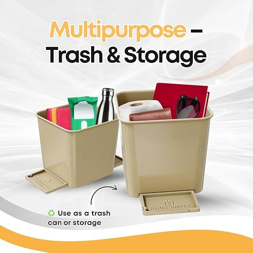 Car Trash Can with Stability Wings – Leakproof Portable Garbage Bin for Fabric & Rubber Mats – Compact Durable Plastic Auto Organizer for Cars, SUVs, Trucks (Mocha, Small)