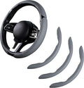 Car Steering Wheel Cover Leather Snap On 3Pcs Set Non-Slip Protector Wrap Steering Wheel Accessories 14.5-15 inch Universal G