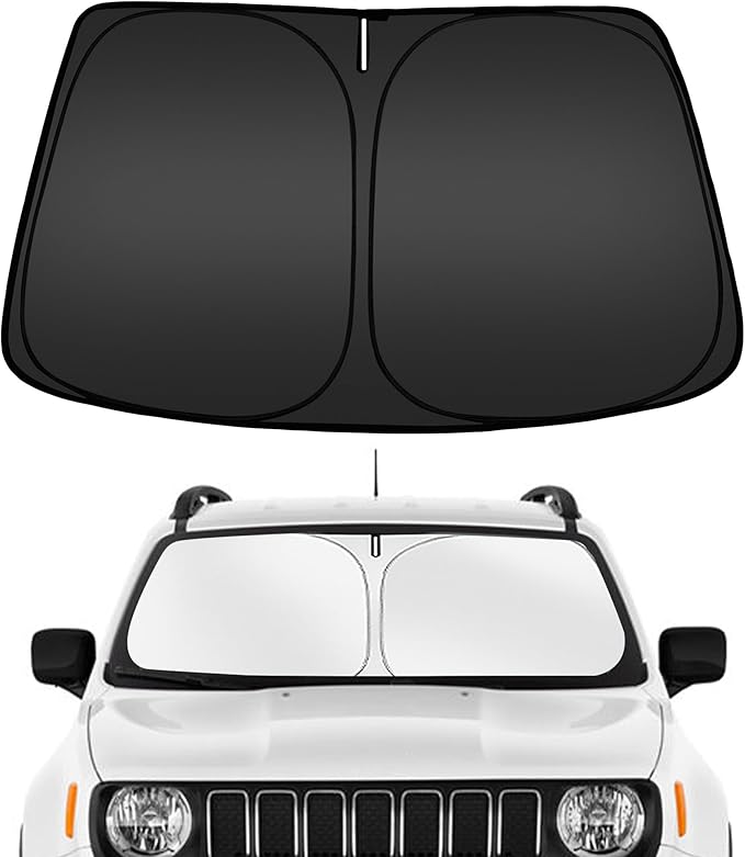 ARISMOTOR Windshield Sun Shade for Jeep Renegade 2015-2024, Custom Fit Foldable Front Window Sunshade Sun Visor Protector, Block UV Rays Keep Your Car Cooler