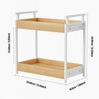 KLM Countertop Coffee Station Organizer, 2 Tier Wooden Shelf for Coffee Bar Accessories, Condiment Storage Caddy for Kitchen,