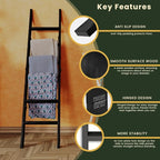 Decorative Wooden Blanket Ladder for the Living Room and Bedroom, 5ft 8 inch, Pine Wood Quilt Ladder, 6-Tier Wall Leaning Bla