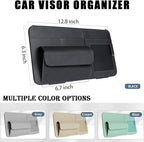 Car Visor Organizer, Multi-Pocket Sunvisor Storage with Sunglass Holder, Document Holder and Visor Card Clip, Fit for AUTO SUV & Truck, Leather Car Accessories Interior (Cream)
