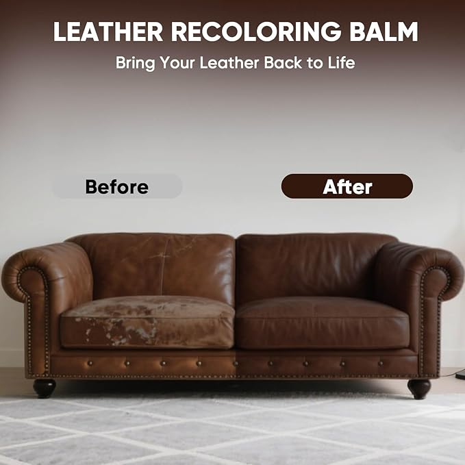 Leather Recoloring Balm - Scratch Repair & Color Restore Kit for Faded Leather, Leather Couch & Car Seats - 10OZ Leather Rest